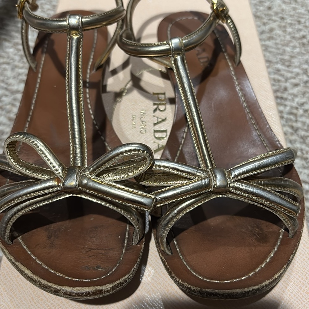 Gold Prada Bow Sandals 38.5 (8.5 US) - Picture 12 of 14